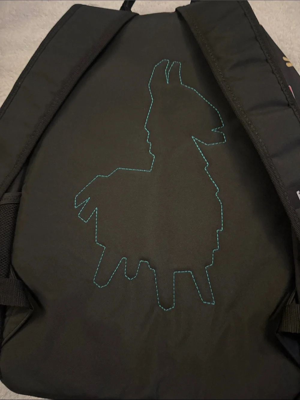 Fortnite Black Backpack with Multi-Color Peace Sign Print. NWT